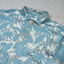 Johnnie-O Golf Polo Shirt Mens Large Blue Palm Floral Short Sleeve Performance