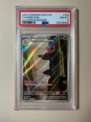 (A) 2023 Pokemon 151 MEW EN 169/165 Charmeleion IR Illustration Rare PSA 8