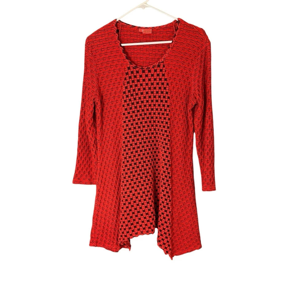 Camiseta de malha texturizada Tianello manga longa túnica astin pulôver tamanho G funky - Imagem 2 de 4