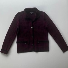 Jones New York Signature Plaid Knit Jacket Size S