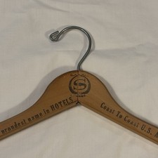 Wood Hanger Vintage Advertising SHERATON Hotel U S Canada Cleaner Suit Pants