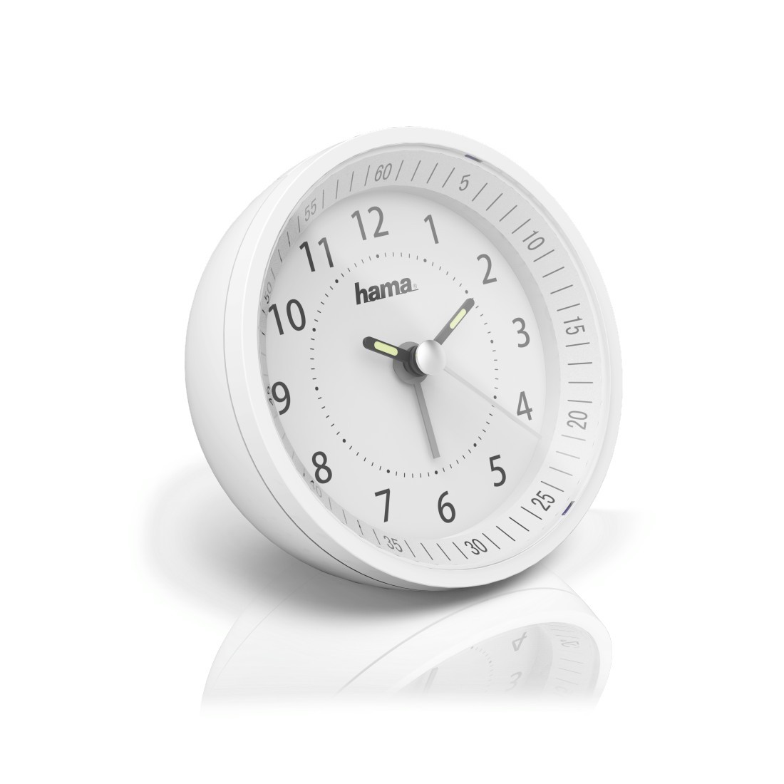 Réveil radio-piloté rond blanc Roundly idéal pour les matins calmes en famille