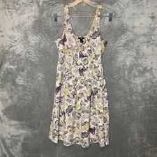 H&M Women Butterfly Surplice Smocked Waist Lightweight Sleeveless Dress 10