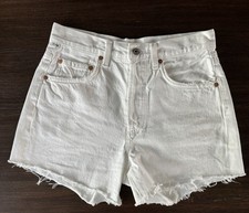 Citizens of Humanity Annabelle Long Shorts 25 Optic White Raw Hem EXCELLENT