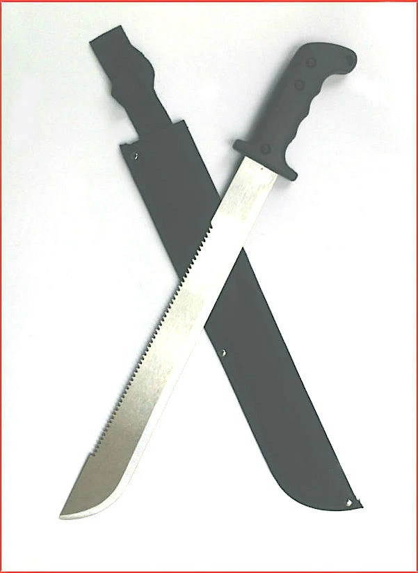 Survival Fire Starter + Multi-Knife + 25" Wire Saw + Steel Serrated Machete