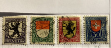 Timbres de Suisse N°214 à 217 oblitéré 1924