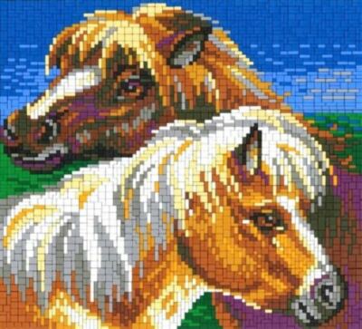 Mini Stecksystem Ponys auf der Weide ca. 4.500 Teile mit XXL-Steckvorlage