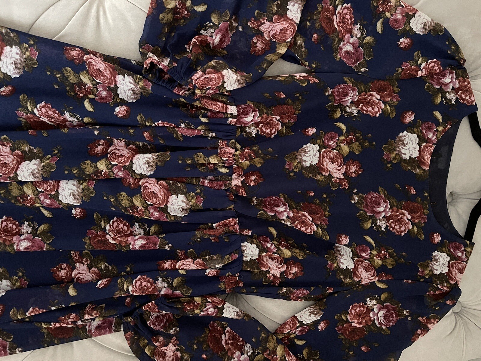 Ulyana Sergeenko Silk Maxi Floral Dress Navy Blue… - image 8