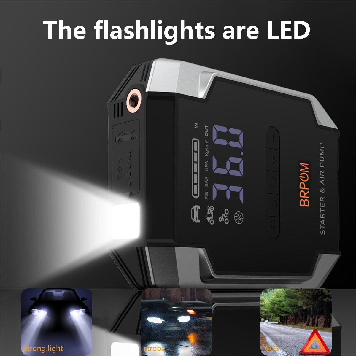 8500A Car Jump Starter With Air Compressor Pack Booster 12V Power Bank