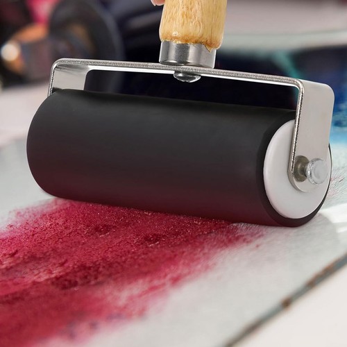 Hard Rubber Roller Printing Ink Lino Brayer Art Craft Tool Handmade Printing NEW - Picture 5 of 12