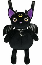 Restyle Violet Eyed Cat Demonic Bat Wings Mascot Goth Witch Punk Plush Backpack
