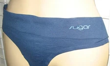 SUGAR INTIMATES - NEW  - LARGE -  BLUE  -  NYLON STRETCH THONG  PANTY 