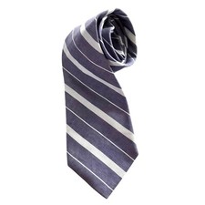 BROOKS BROTHERS blue stripe print linen and cotton hand made neck tie