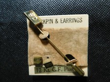 12 Kt Gf Post Earings And Scarf Pin With Letter G Initials Engraved-   ff901cxx
