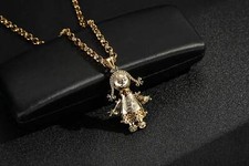 Gold Filled | Heart Rag Doll Pendant with Stones & 22" 5.5mm Belcher Chain