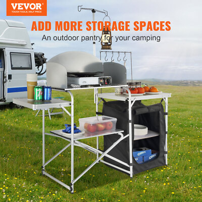 Table De Camping VEVOR Aluminium Pliante – Avec 4 Tables D'appoint, 126x46x81cm