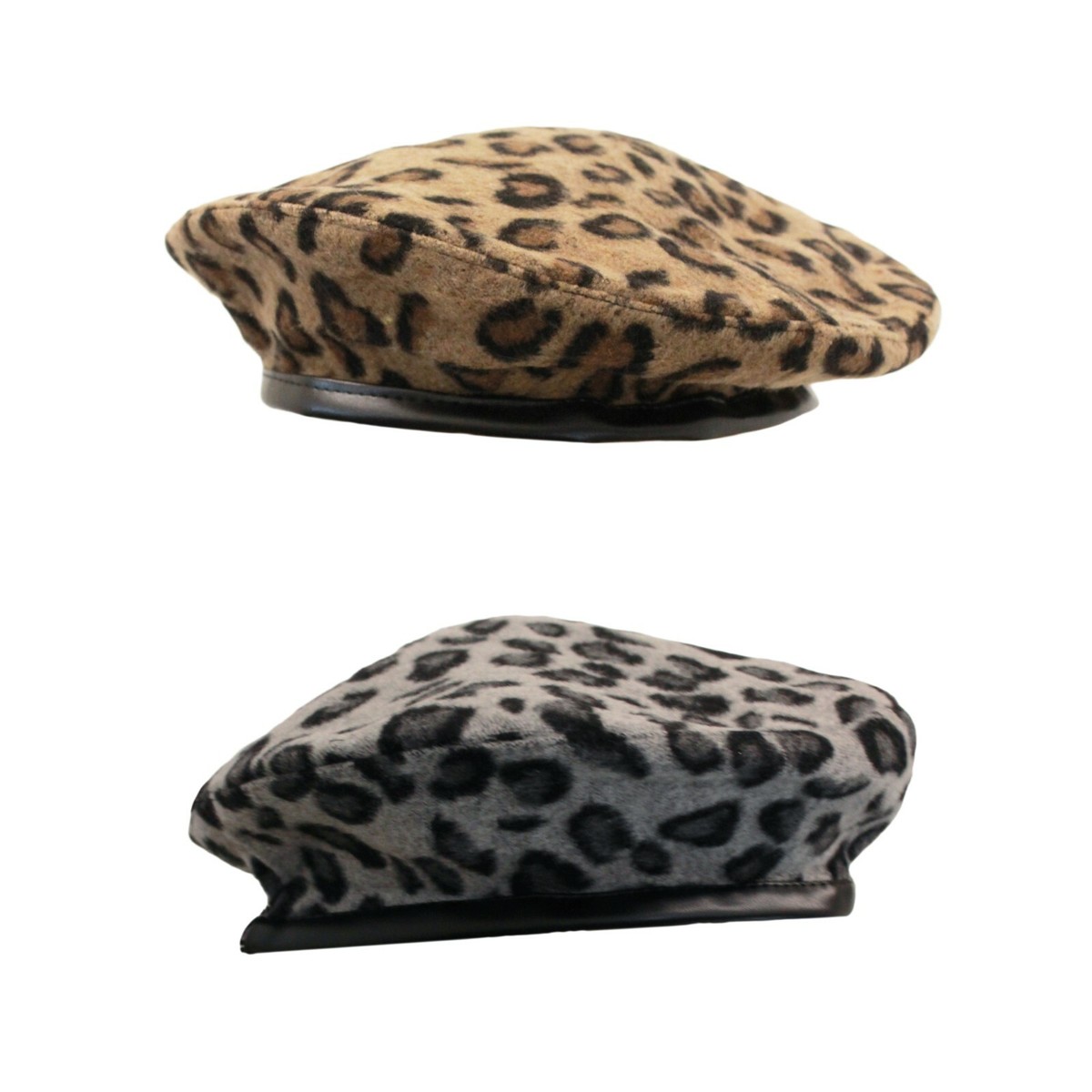 Leopard women\'s beret Coeur French Beret | Leopard – tête bleue main image 4