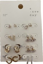 New Women's A New Day Mini Cuffs Hoops And Stud Earrings 8 Pair Nickel Free