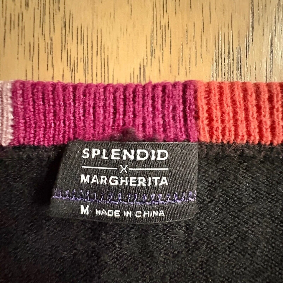ESPLÉNDIDO X MARGHERITA Missoni $168 Suéter Negro Mezcla Cachemira Cuello Arco Iris MED Foto 4 de 4