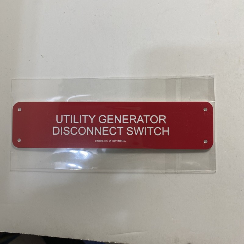 23  UTILITY GENERATOR DISCONNECT SWITCH SIGN/LABEL- 23 Total Signs Red & White
