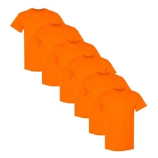 Hi Vis Gildan Men's Safety Orange Short Sleeve Crew Neck Pack of 6 Work T-Shirt