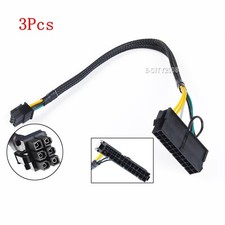 3Pcs 24 Pin to 6 Pin ATX PSU Power Adapter Cable for Dell OptiPlex and More MB