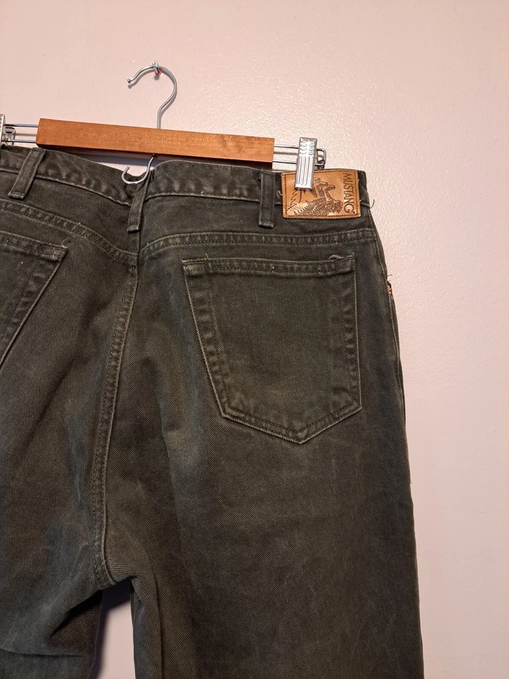 Pantalones de mezclilla Mustang para hombre rectos informales verdes bolsillo botón cremallera talla 36x32 Foto 4 de 4