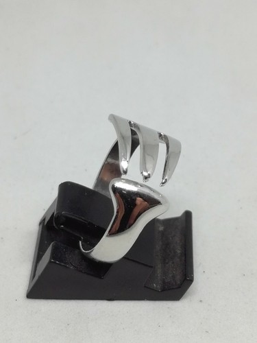 Unisex Silver Ring Fork Fork Rhodium Ring Mis 18 Adjustable Exploit - Picture 3 of 5