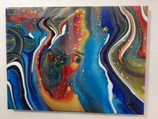 Abstract Contemporary Modern Art Painting 12x16 Canvas Resin Glitter, decor 
