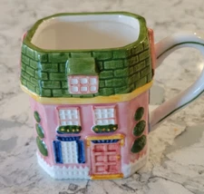 New AVON 1997 Cottage Collection Tan Cottage Ceramic Coffee Mug Planter Vintage