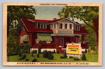 Postcard Missouri St. Louis Buckingham's Restaurant Chicken Dinners Linen  E337