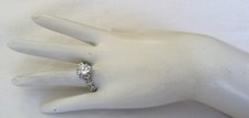 DESIGNER SIGNED PAJ 2.55 CARATS CZ SOLITAIRE HALO STERLING SILVER RING SIZE 10