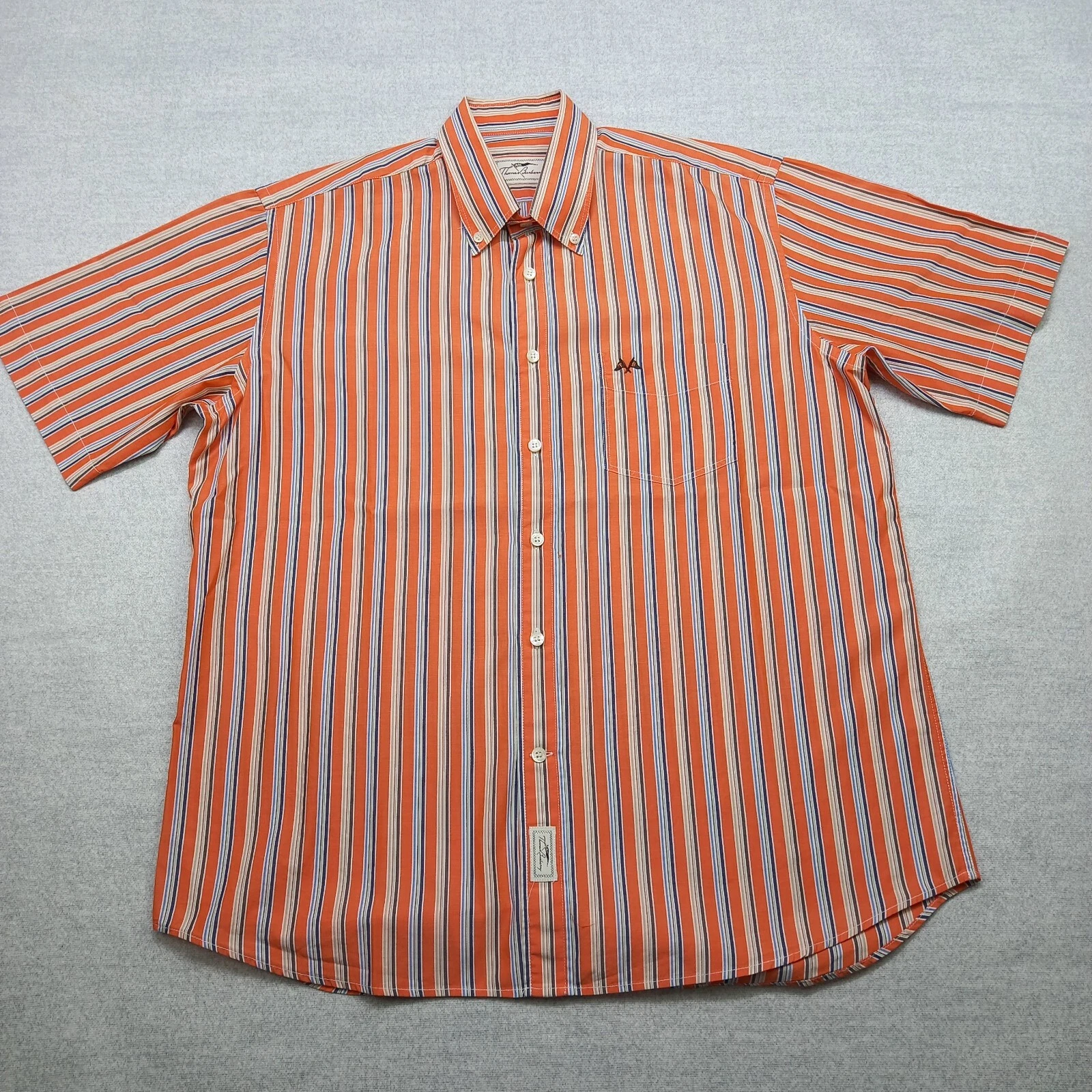 Camicia abito THOMAS BURBERRY a righe arancione 100% cotone uomo abbottonata taglia XL