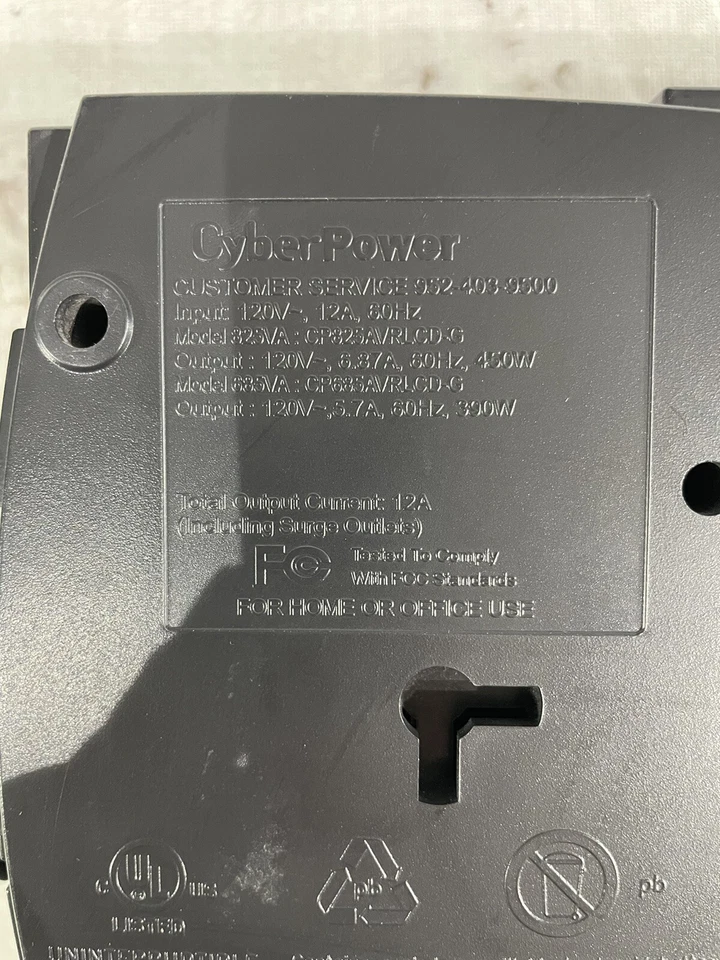 CyberPower CP825AVR LCD UPS System 825VA/450W 8 Outlets 825AVR No Battery! - Image 3 of 3