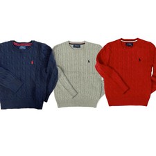 Polo Ralph Lauren Boys Cable Knit Crew Sweater Pullover Little Kids Size 6