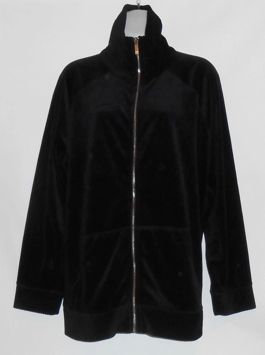 Jones New York Woman Plus Size Two 2 Piece Casual Velour Pant Suit Black 1X