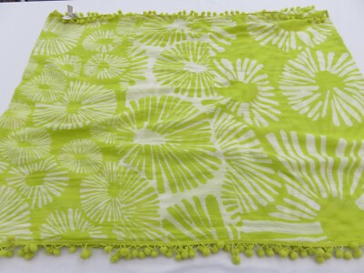 LOFT HÜBSCHER ZITRONENGRAS SONNENAUFGANG BLUMENMUSTER 98% BAUMWOLLE SCHAL SILBERFÄDEN