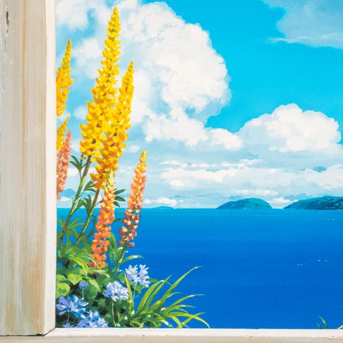 Museo Ghibli Finestra da Parete Originale Arte Gina's Bet Porco Rosso Savoia S.21 Aereo - Foto 7 di 9