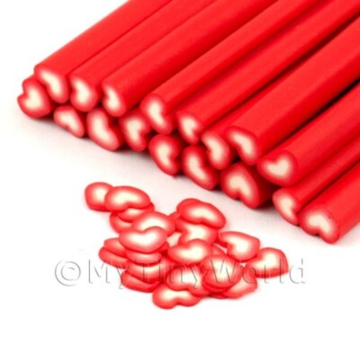4 x handgefertigte rot-weiße Herz Nailart Stock