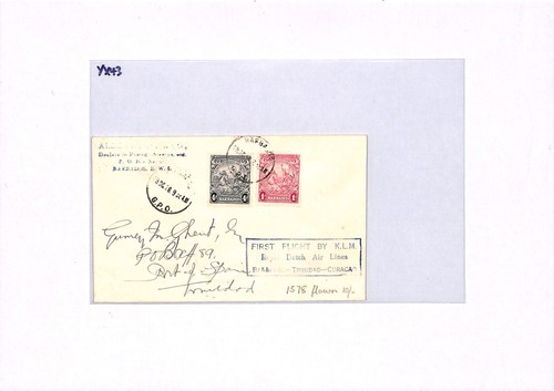 BARBADOS Air Mail Cover KLM FIRST FLIGHT TRINIDAD Registered 1938{samwells}YX43 - Picture 7 of 8