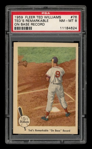 1959 Fleer Ted Williams Set-Break # 76 Ted's Remarkable "On Base" Record PSA 8
