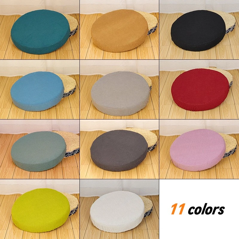 Funda de asiento de puf tejida cubierta de cojín de asiento de piso tela suave elástica cubierta de taburete Foto 3 de 4