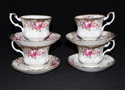 4 ROYAL ALBERT AUTUMN ROSES CUPS & SAUCERS