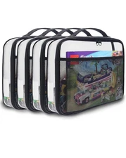 4 Packs PVC Zippered Blocks Set, Toy, Clay, Board game Storage Organizer Case...