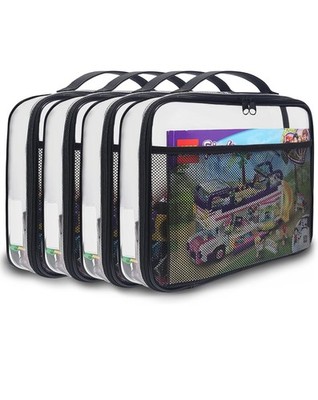 4 Packs PVC Zippered Blocks Set, Toy, Clay, Board game Storage Organizer Case...