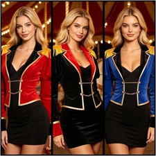 Women Circus Ringmaster Fringe Epaulette Cosplay Costume Blazer Jacket Retro