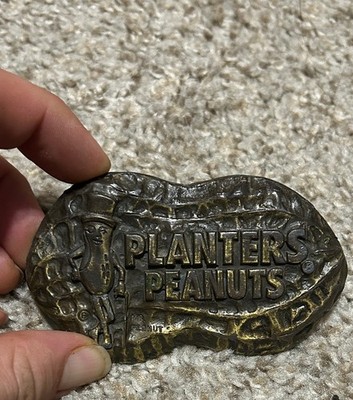 Vintage Planters Peanuts Mr. Peanut Brass Belt Buckle