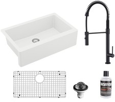 Karran USA QA740220 Quartz QA 34" Farmhouse Single Basin Quartz - White / Matte