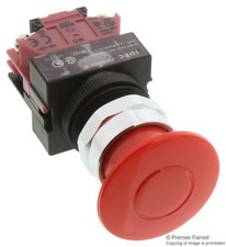 1pc Idec AYW401-R Emergency Stop Switch, Spst-Nc, Push-Pull, Screw, 10 A, 6