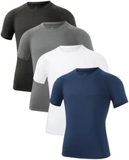 Boys Athletic Compression Shirt - Kids Quick Dry Sports Base Layer Summer Top